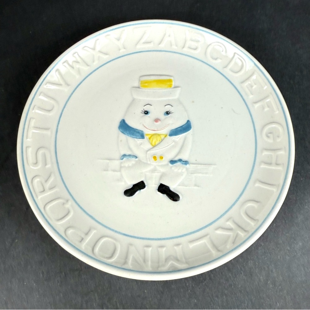 Vintage California Pottery Humpty Dumpty Plate Nursery Baby Room Decor ABCs